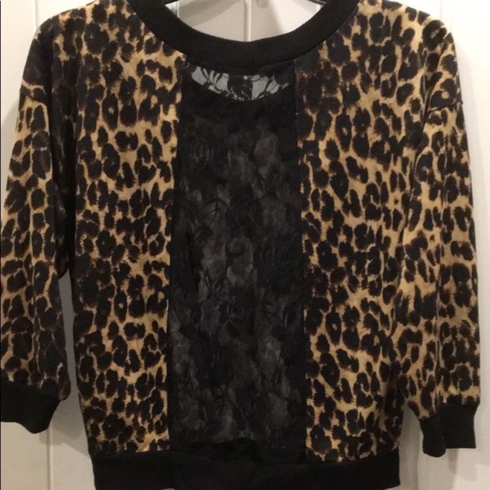 Cheetah print top with lace back